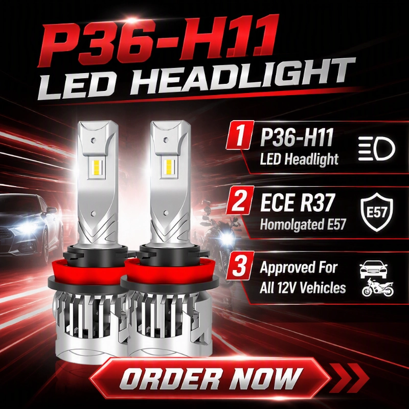 Luxfighter Melancarkan Mentol Lampu LED P36 H11 yang Diperakui ECE R37